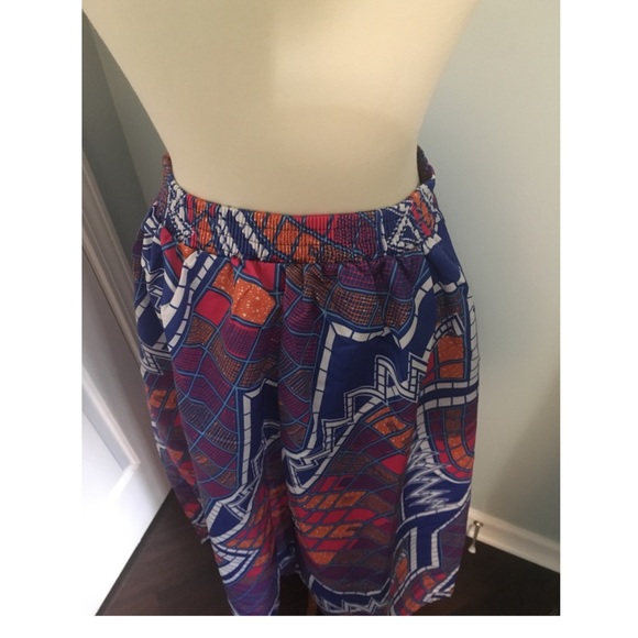 Women’s High Waisted African Print Skirt - Picture 4 of 4